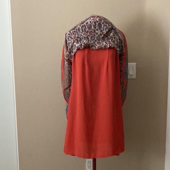 MAX STUDIO SZ Medium. Sleeveless orange gray printed lined dress 100% polyester - Picture 8 of 8